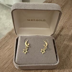 14K Gold Celestial Star and Moon Earrings